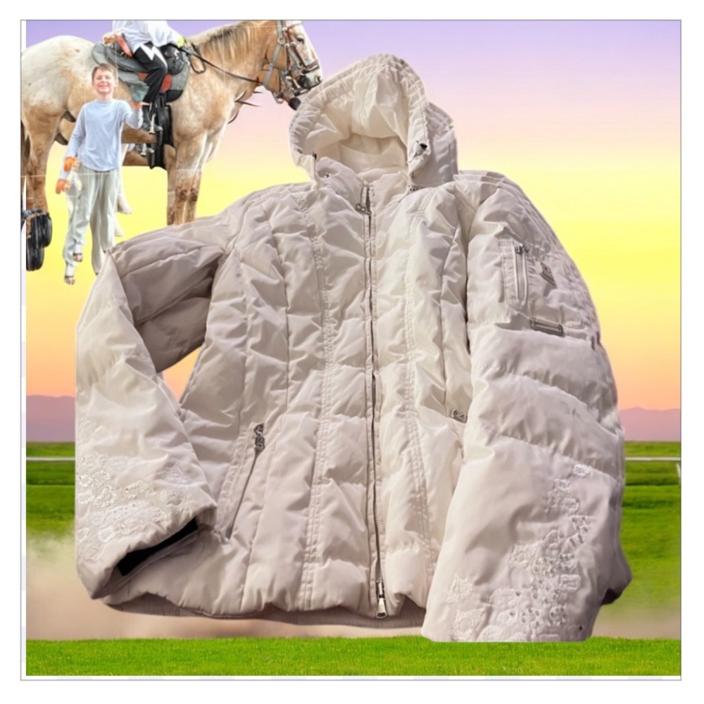 Bogner White Hooded Down Ski Jacket